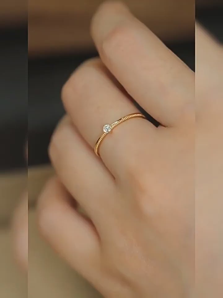 Minimal Solitaire Stackable Ring — Slim Band | Gold / Silver | S925 Sterling Silver