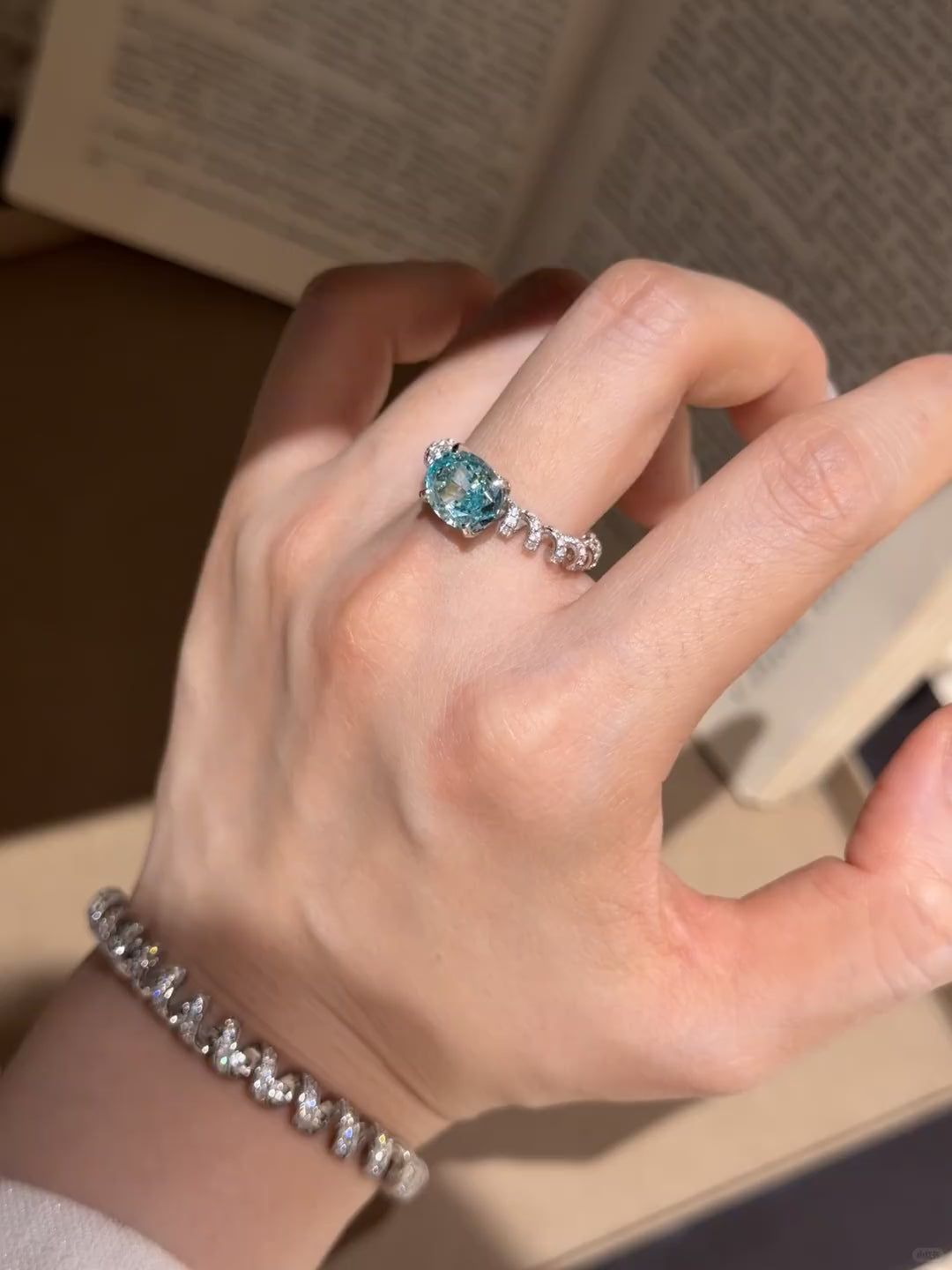 Ocean Blue Zircon Twist Ring