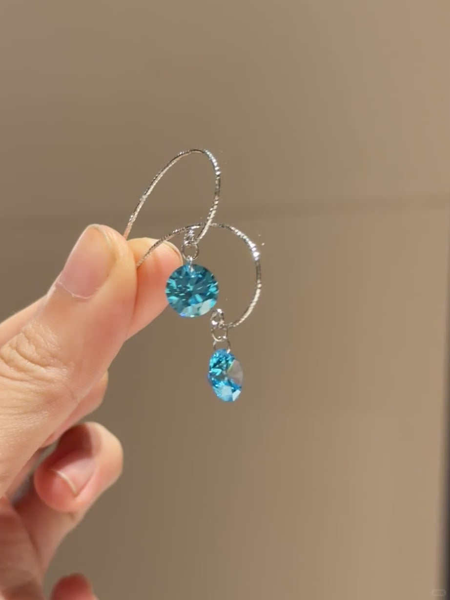 Blue Zircon Threader Earrings