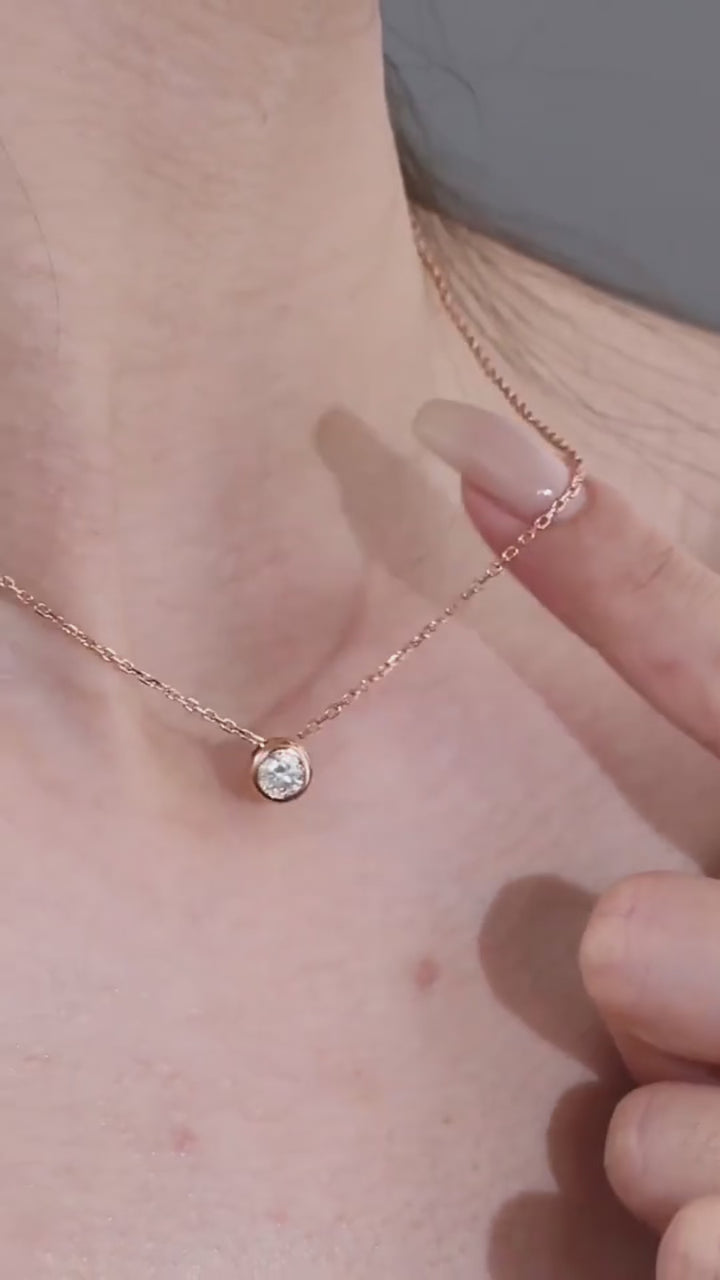 Bezel Set Moissanite Necklace