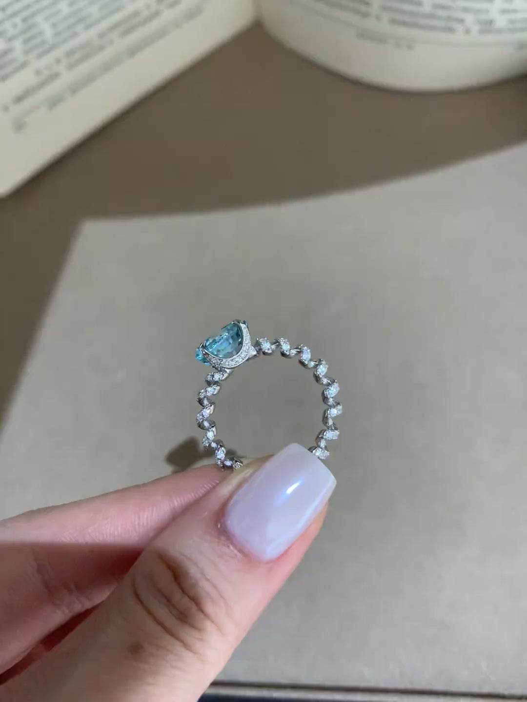 Ocean Blue Zircon Twist Ring
