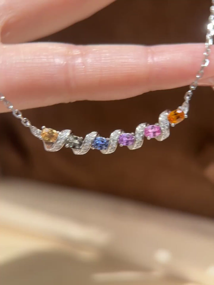 Dopamine Candy Zircon Wave Necklace