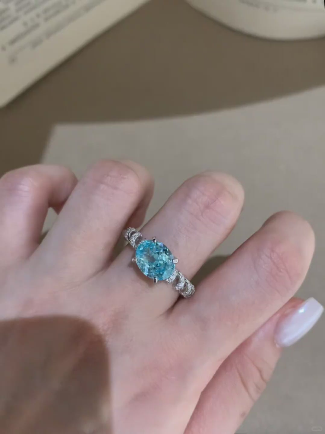 Ocean Blue Zircon Twist Ring