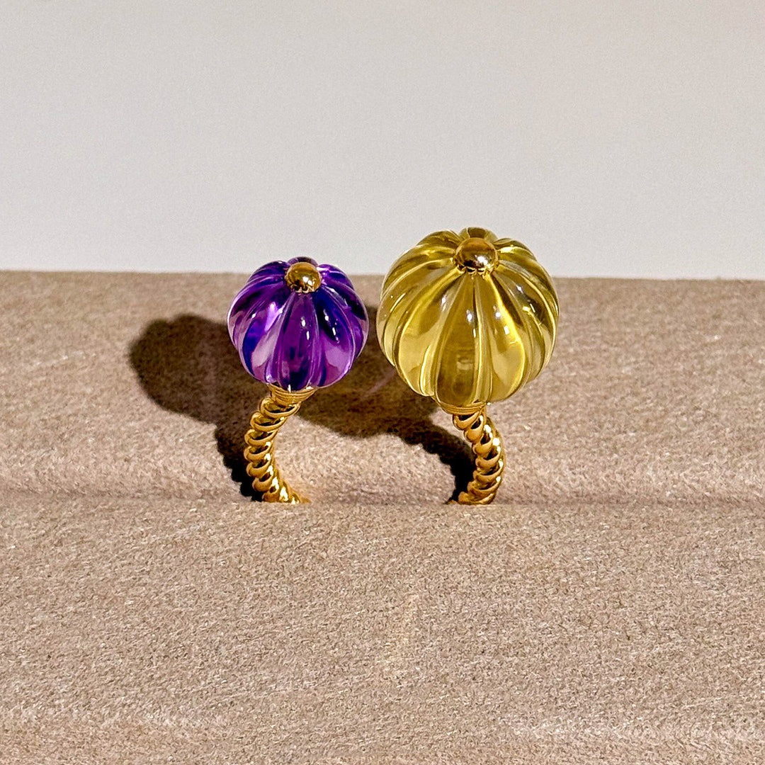 Dopamine Pumpkin Glass Adjustable Ring