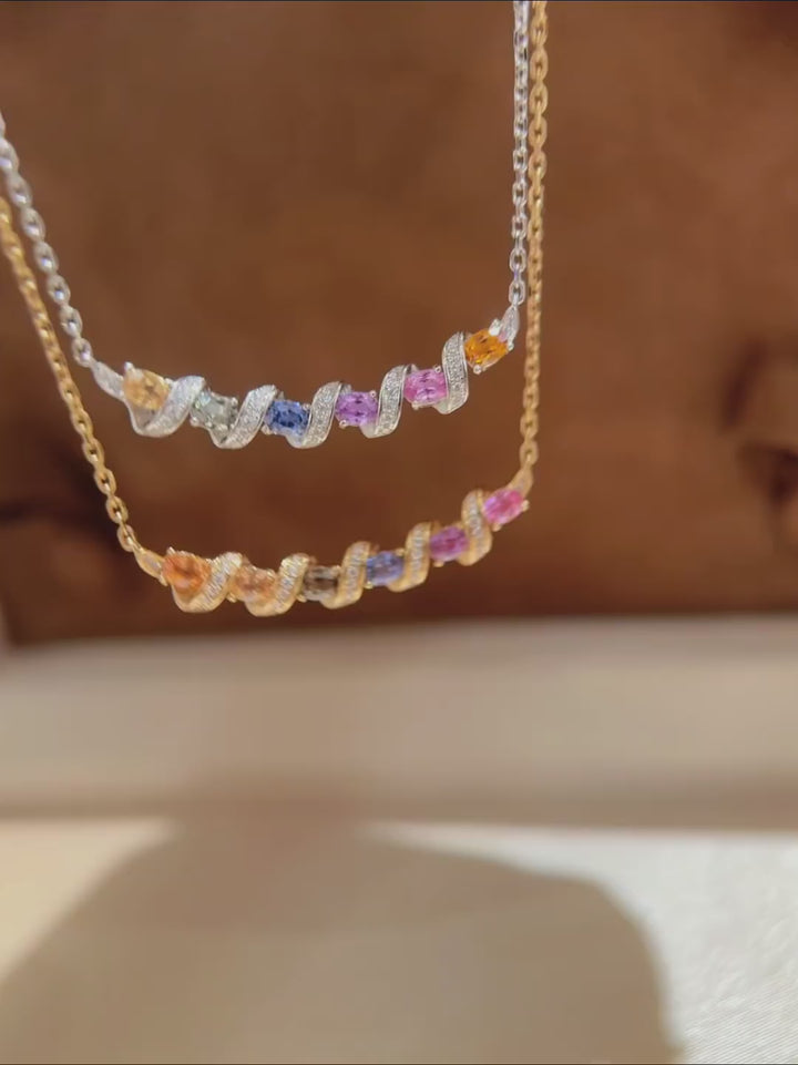 Dopamine Candy Zircon Wave Necklace