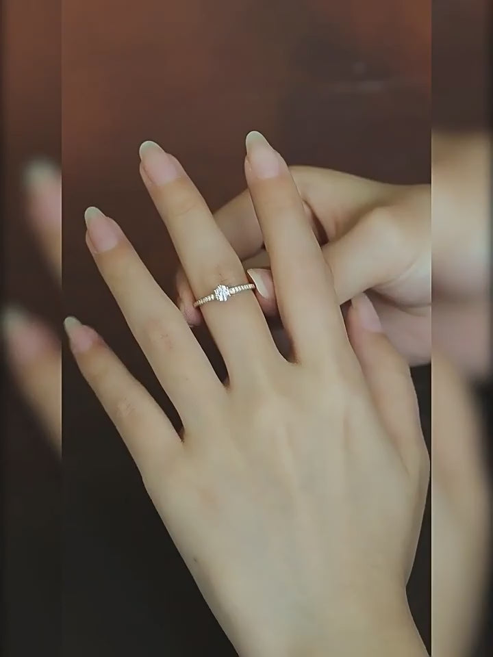 Minimal Solitaire Stacking Ring — Pavé Band | Gold / Silver | S925 Sterling Silver