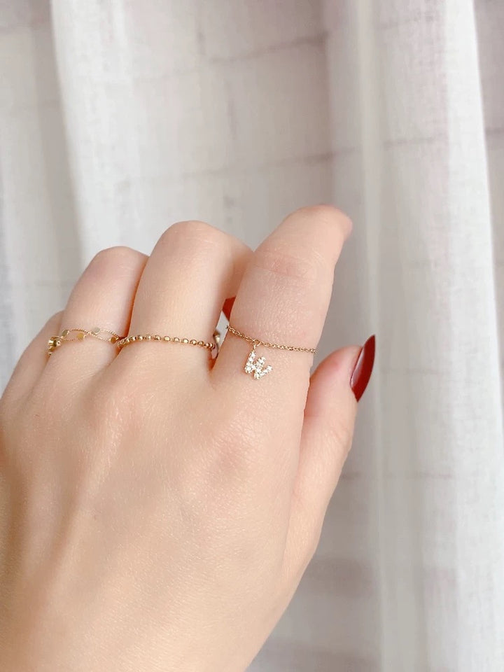 Personalized Initial Chain Ring — Adjustable Letter Band | S925 Sterling Silver