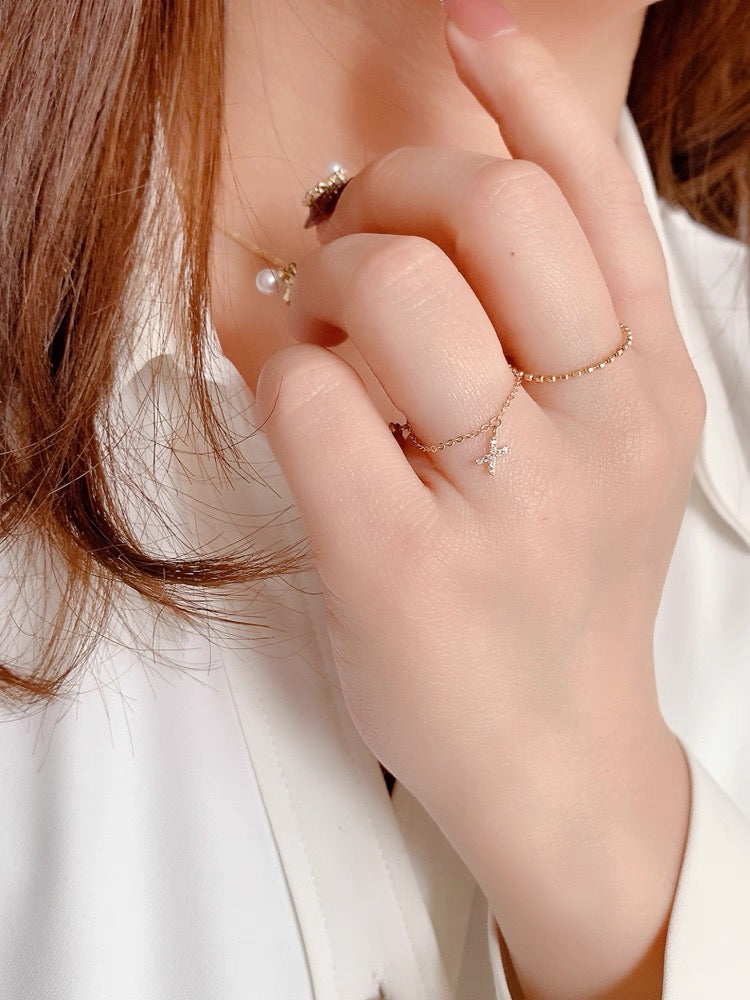 Personalized Initial Chain Ring — Adjustable Letter Band | S925 Sterling Silver