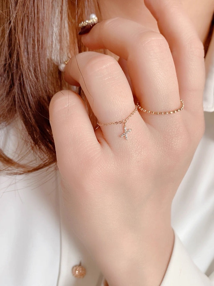 Personalized Initial Chain Ring — Adjustable Letter Band | S925 Sterling Silver