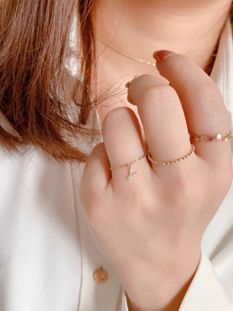 Personalized Initial Chain Ring — Adjustable Letter Band | S925 Sterling Silver
