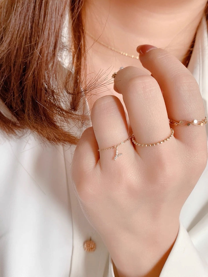 Personalized Initial Chain Ring — Adjustable Letter Band | S925 Sterling Silver