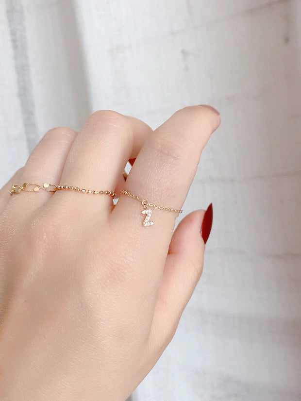 Personalized Initial Chain Ring — Adjustable Letter Band | S925 Sterling Silver