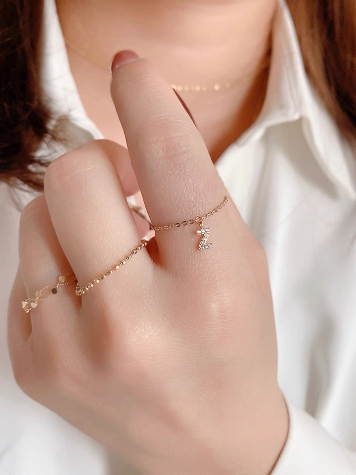 Personalized Initial Chain Ring — Adjustable Letter Band | S925 Sterling Silver