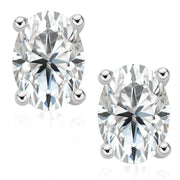 Classic 4 Prongs Moissanite Silver Stud Earrings