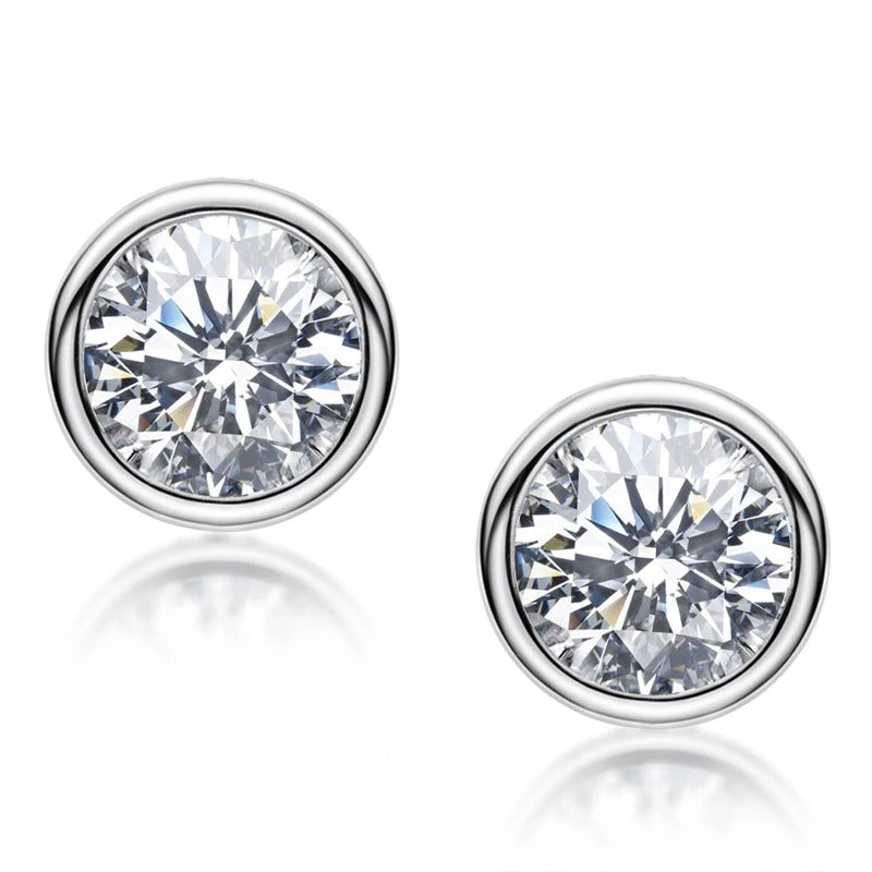 Bezel Moissanite Stud Earrings