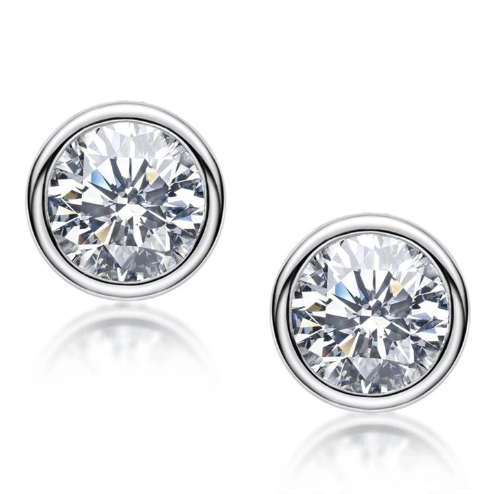 Bezel Moissanite Stud Earrings