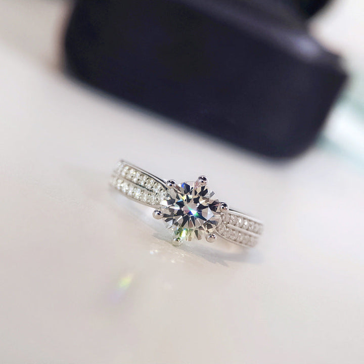Lumina Double-Pavé Moissanite Solitaire Ring