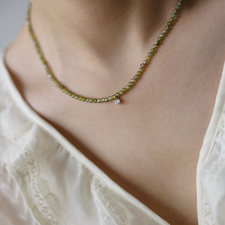 Olive Green Zircon Necklace