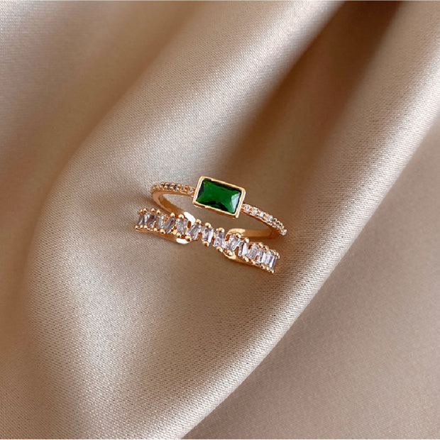 Peacock Green Diamond Duble Ring