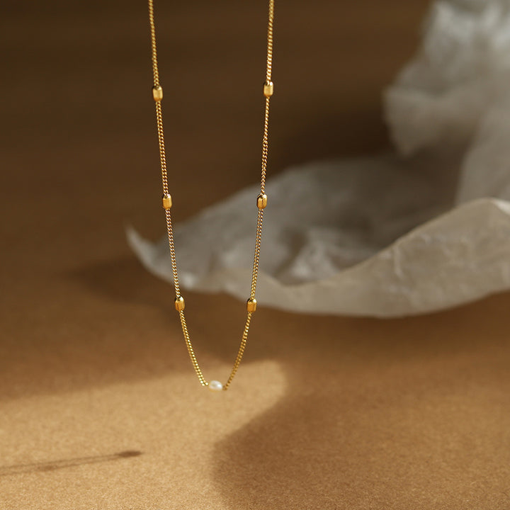 Freshwater Pearl and Rice Bead Necklace