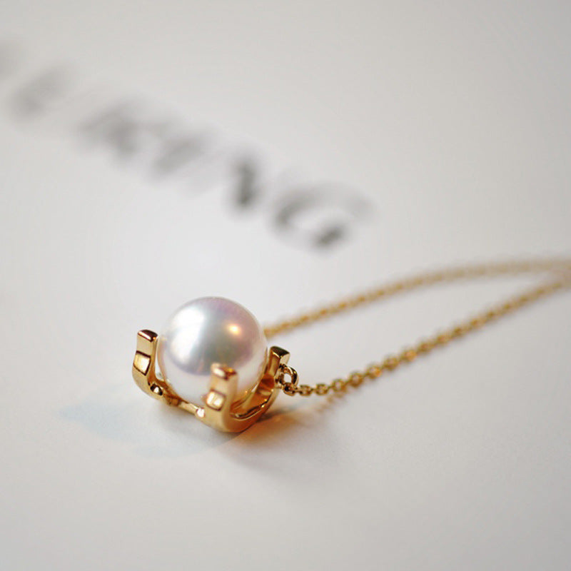 s925 Sterling Silver "Bull's Head Pearl" Necklace