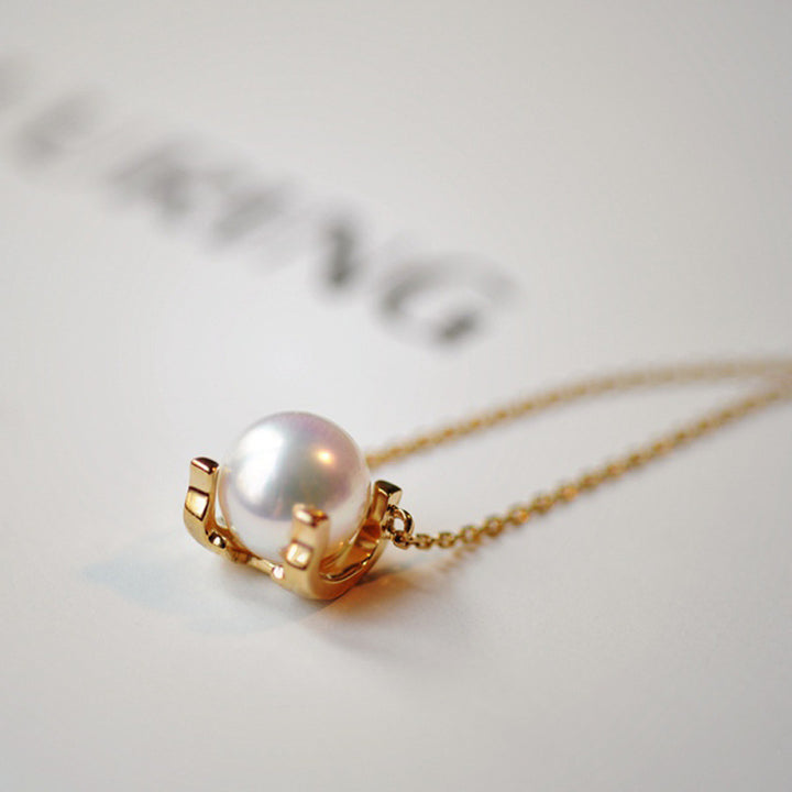 s925 Sterling Silver "Bull's Head Pearl" Necklace