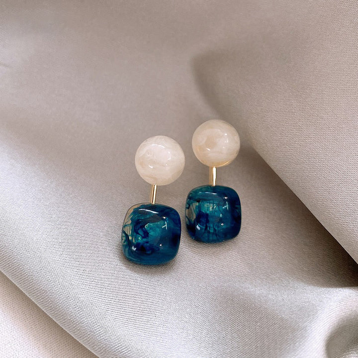 Glazed Misty Blue Chic Earrings