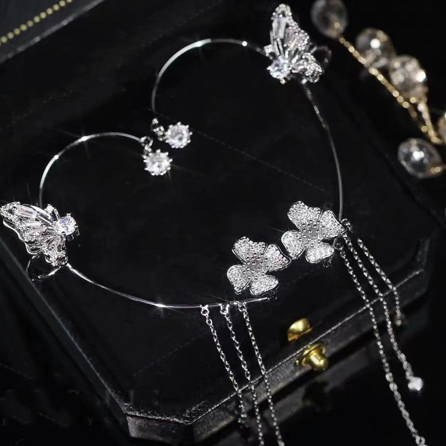 Butterfly Tassel Zirconia Ear Cuffs