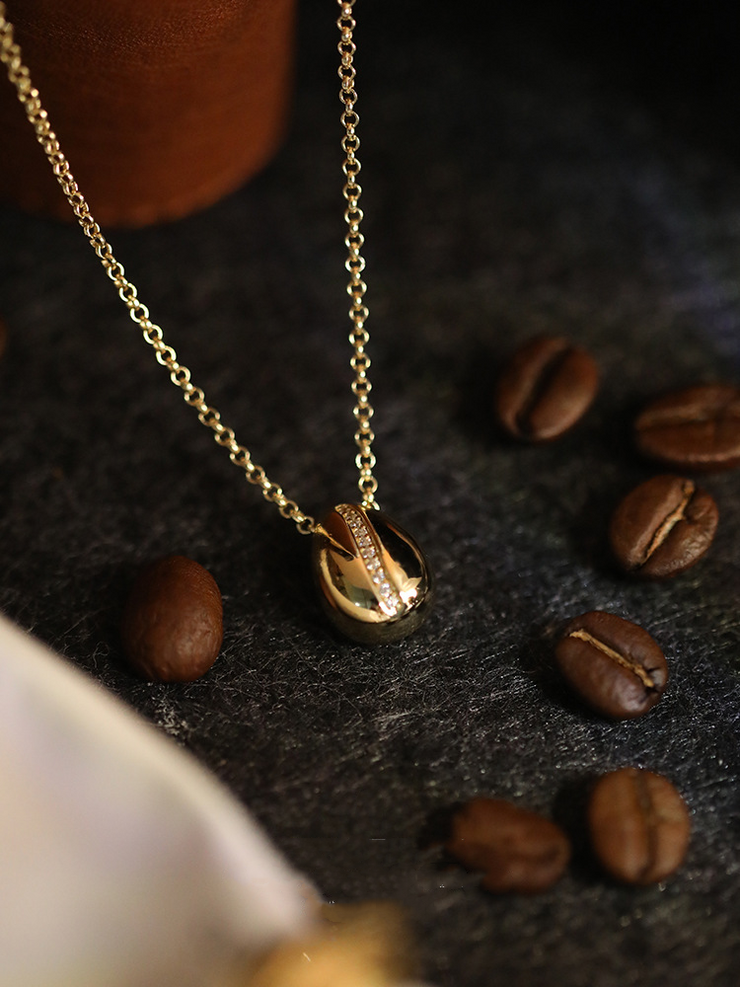 Coffee Bean Sterling Silver Necklace