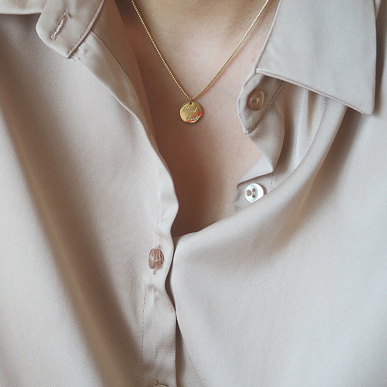 good luck good luck letter medal gold coin necklace