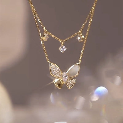 Double Butterfly Zirconia Necklace