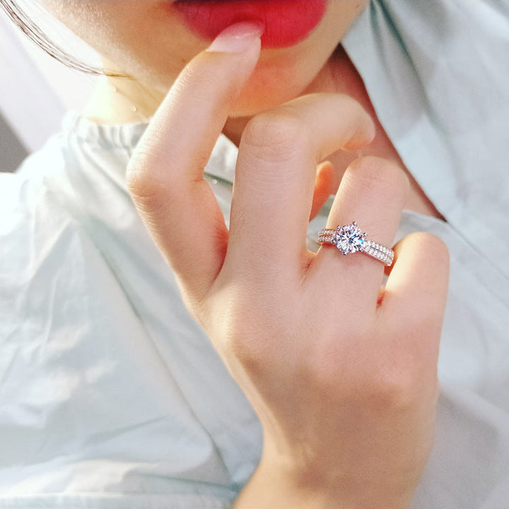 Lumina Double-Pavé Moissanite Solitaire Ring