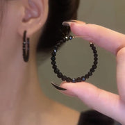 Black Crystal Large Hoop Earrings