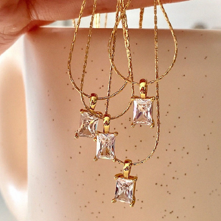 Super Flash Square Zircon Necklace