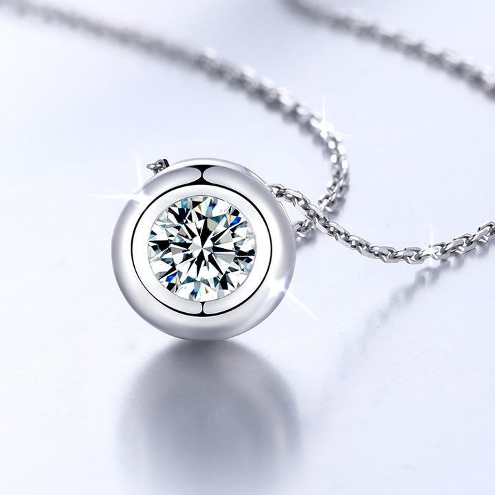 Bezel Solitaire Moissanite Necklace