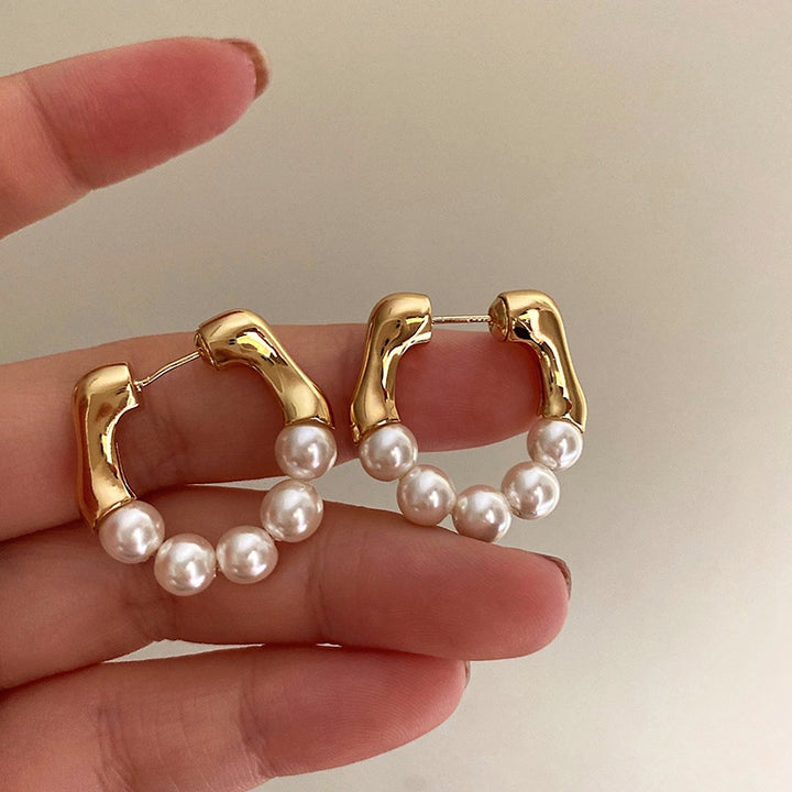 Pearl Circle Hoop Earrings