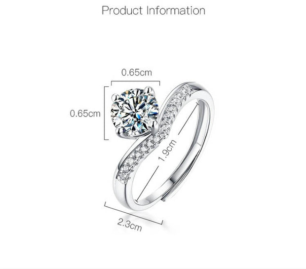 Princess Crown Moissanite Silver Ring