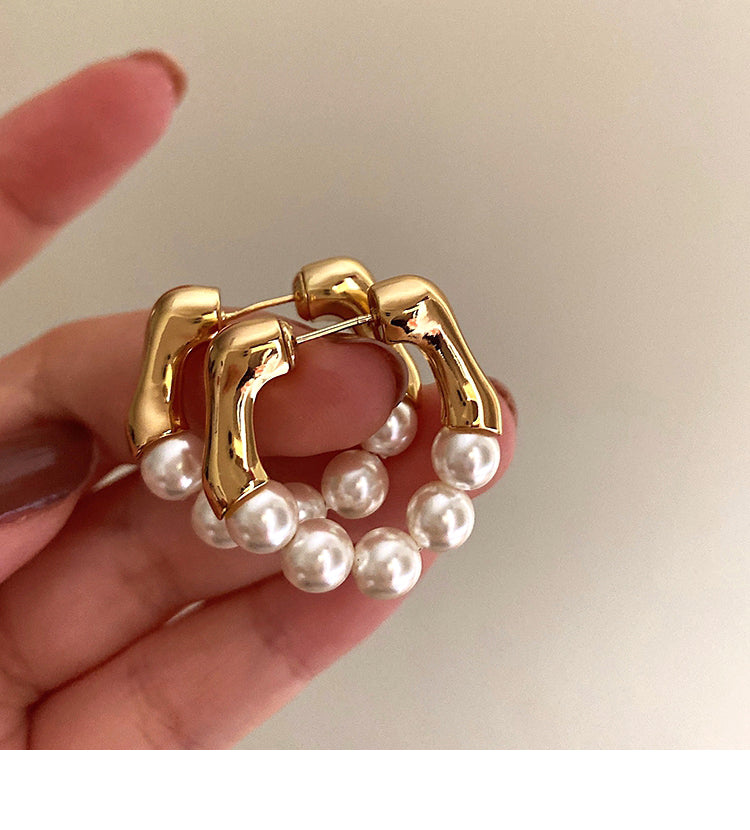 Pearl Circle Hoop Earrings