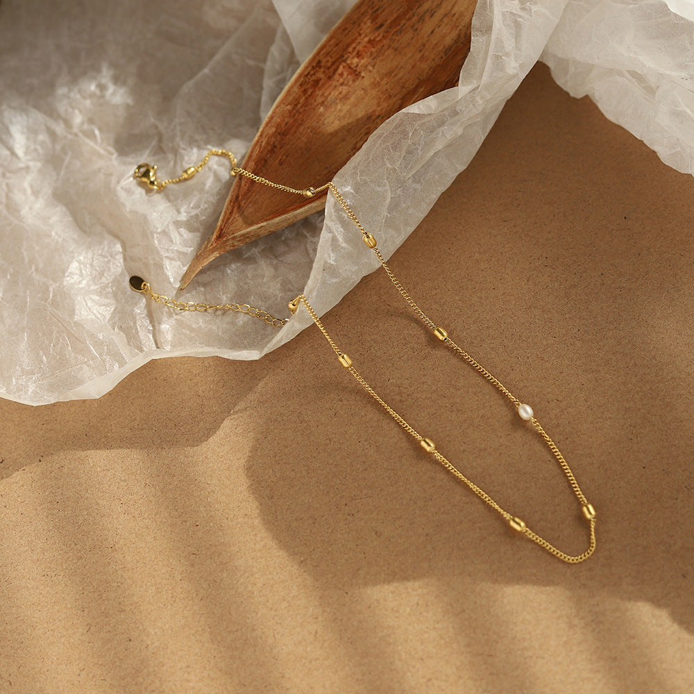 Freshwater Pearl and Rice Bead Necklace