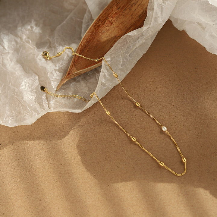 Freshwater Pearl and Rice Bead Necklace