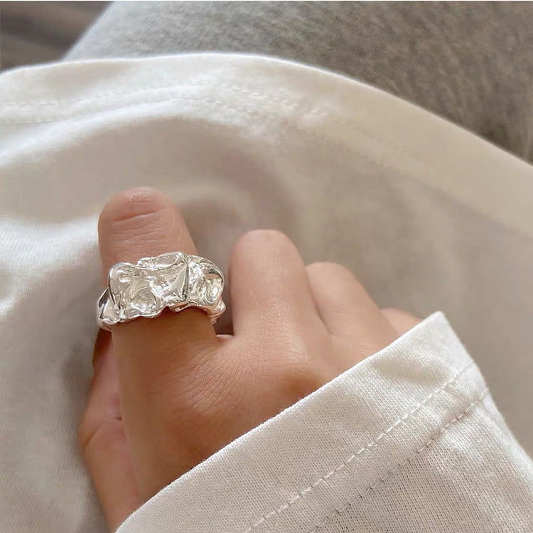 Metal Folded Lava Ring