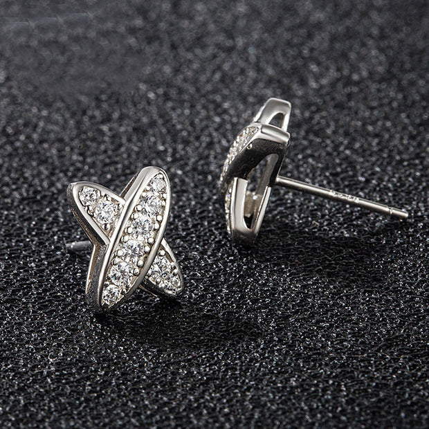 Moissanite Cross 925 Silver Stud Earrings