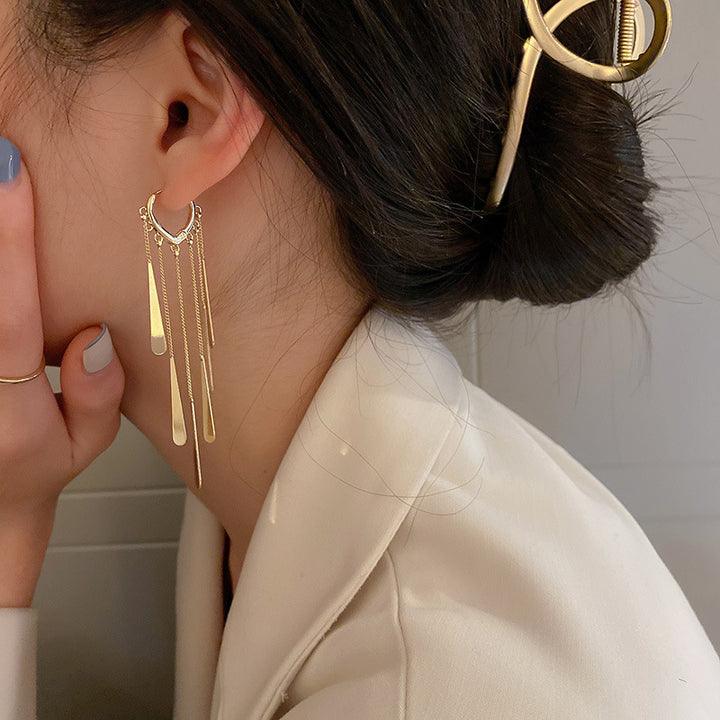 Water Drop Long Tassel Earrings