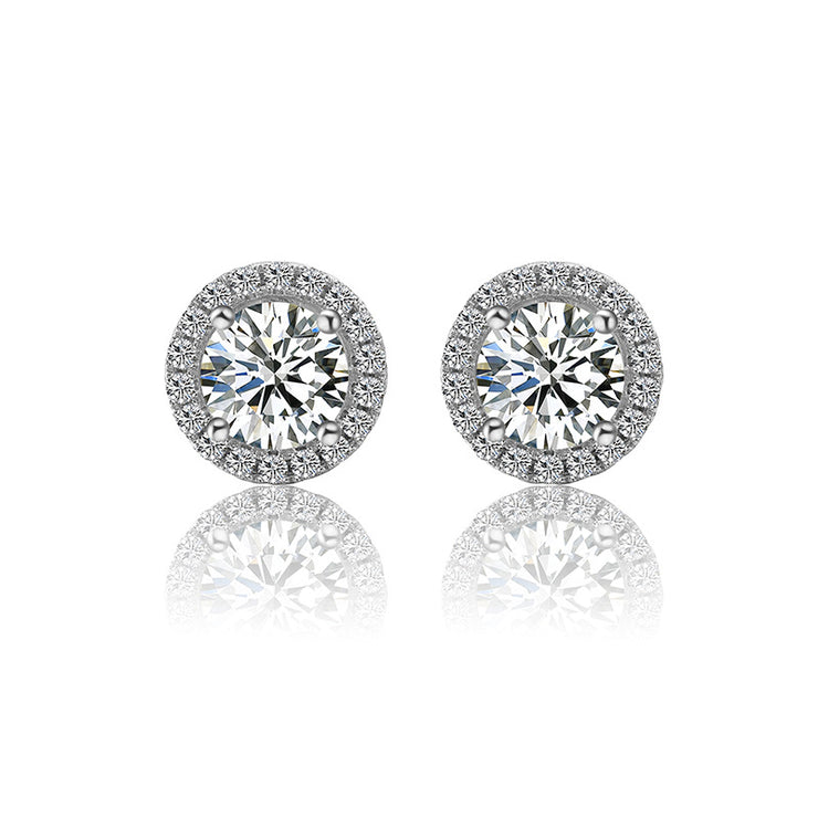 Moissanite 925 Silver Shining Sun Stud Earrings