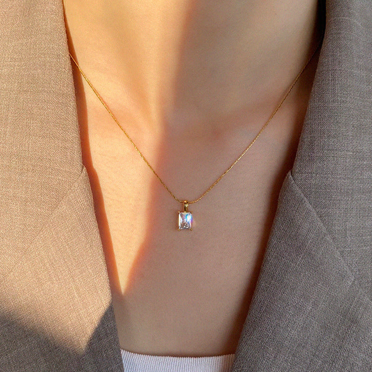 Super Flash Square Zircon Necklace