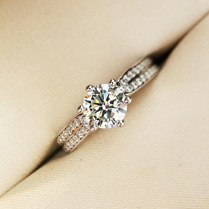 Lumina Double-Pavé Moissanite Solitaire Ring
