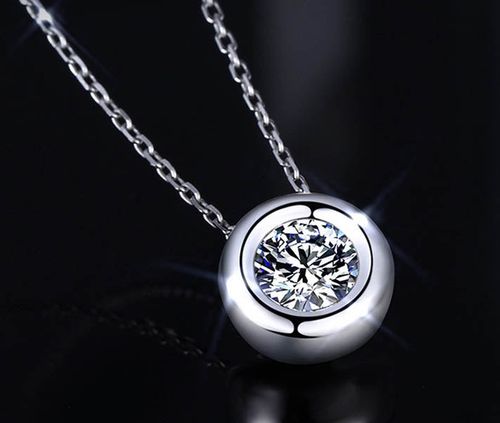 Bezel Solitaire Moissanite Necklace