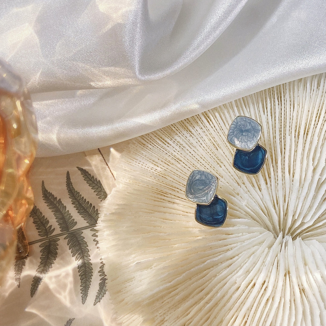 Oil Paint" Blue Earrings