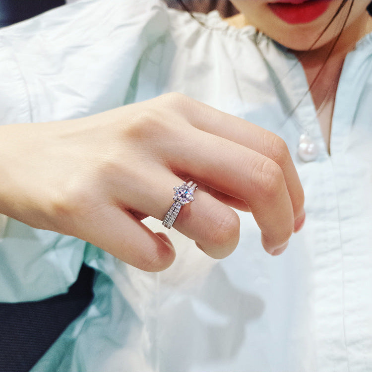 Lumina Double-Pavé Moissanite Solitaire Ring
