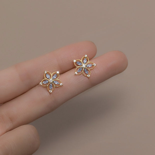 Sterling Silver Sapphire Orchid Earrings